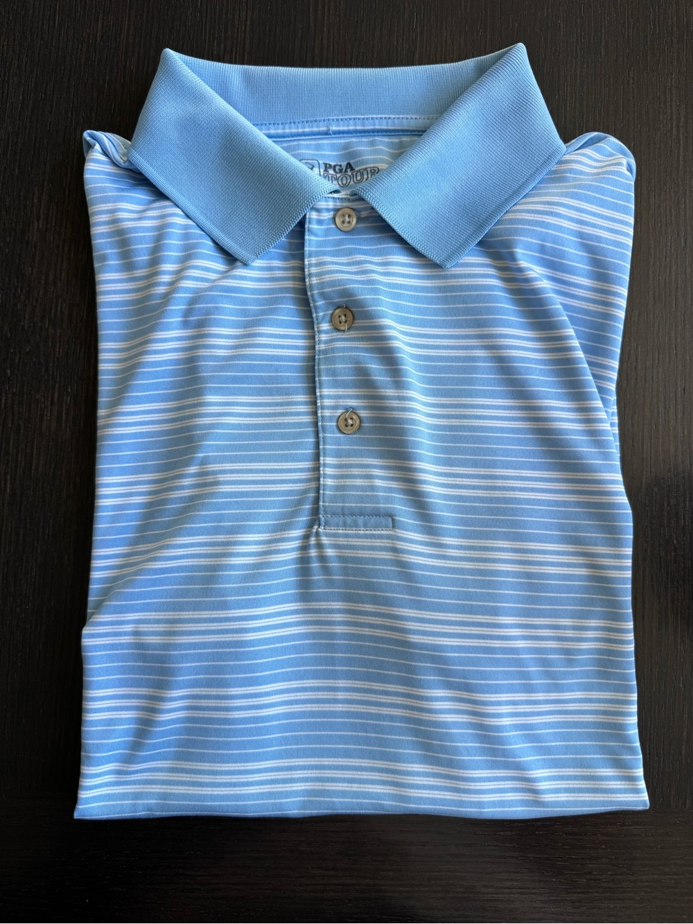 PGA Tour Light Blue Striped Golf Shirt